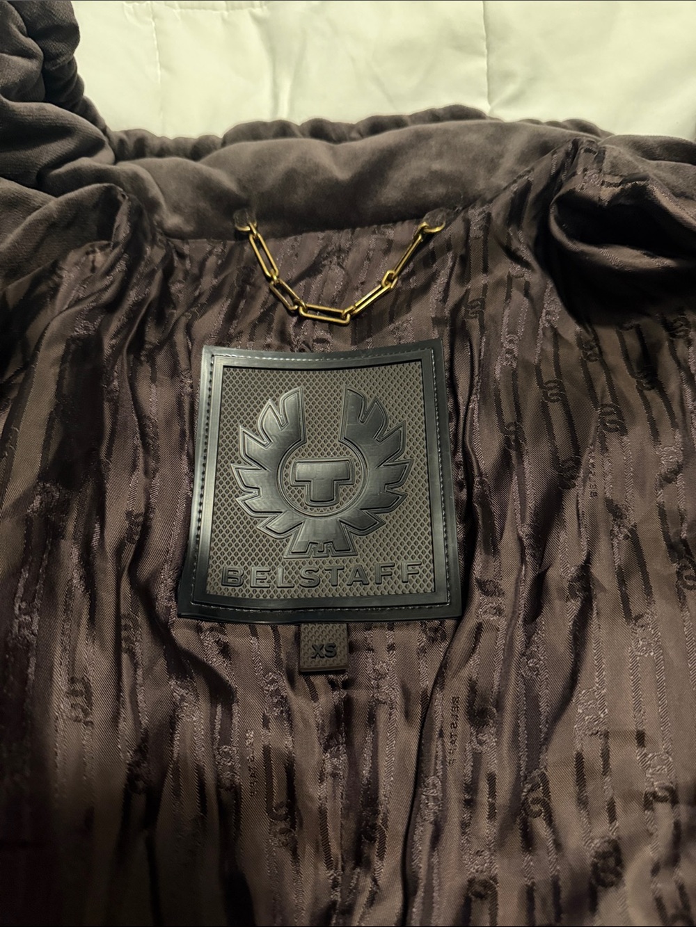 Belstaff Dark Brown down Quilted Jacket with Signature Logo Patch
